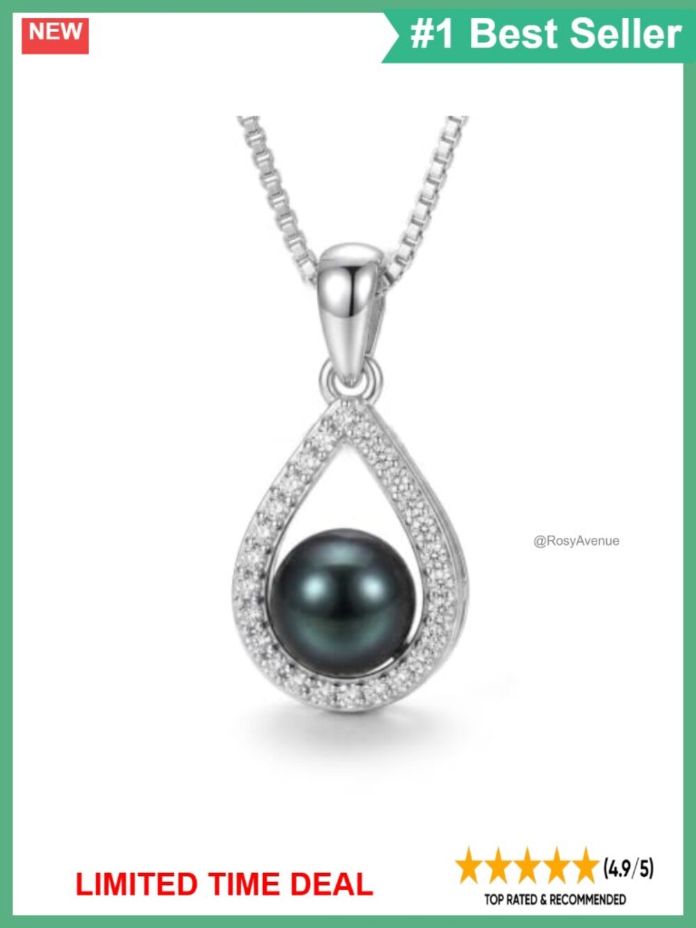 Sterling Silver 0.26 Cttw Lab Grown Diamond Black Pearl Necklace 18+2"